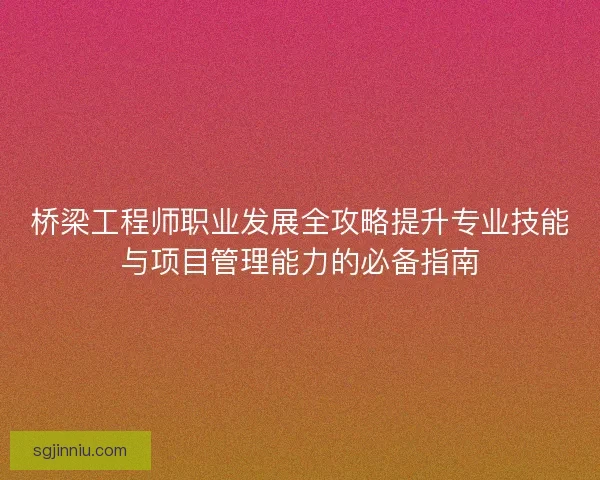 桥梁工程师职业发展全攻略提升专业技能与项目管理能力的必备指南